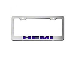 Stainless Steel HEMI License Plate Frame; Plum Crazy (Universal; Some Adaptation May Be Required)