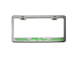 Stainless Steel R/T Dodge License Plate Frame; Synergy Green Solid (Universal; Some Adaptation May Be Required)