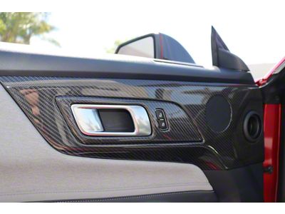 Cobra-Tek Door Speaker Panel and Lever Trim; Dry Carbon Fiber (2024 Mustang)