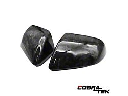 Cobra-Tek Mirror Covers without Turn Signal Cutouts; Dry Forged Carbon Fiber (2024 Mustang)