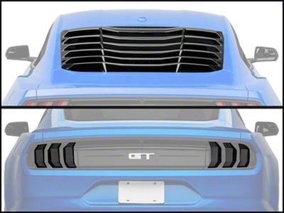 MP Concepts Rear Window Louvers with Smoked Tail Light Covers; Gloss Black (18-23 Mustang Fastback, Excluding GT350)