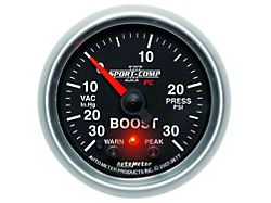 Auto Meter Sport-Comp II Series 2-1/16-Inch Boost/Vacuum Gauge; 30 inHG / 30 PSI; Digital Stepper Motor (Universal; Some Adaptation May Be Required)