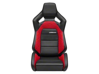 Corbeau Sportline RRX Reclining Seats; Black Vinyl/White Plaid Cloth (Universal; Some Adaptation May Be Required)