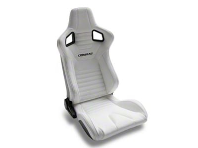 Corbeau Sportline RRS Reclining Seats; White Vinyl/Black Stitch; Pair (Universal; Some Adaptation May Be Required)