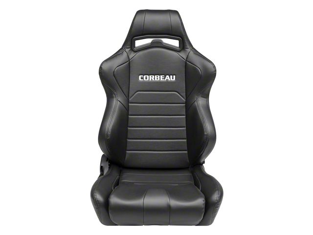 Corbeau LG1 Racing Seats with Double Locking Seat Brackets; Black Vinyl (99-04 Mustang)