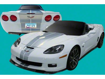 60th Anniversary Full Length Racing Stripes; Silver (2013 Corvette C6 427 Convertible, Z06 Convertible)