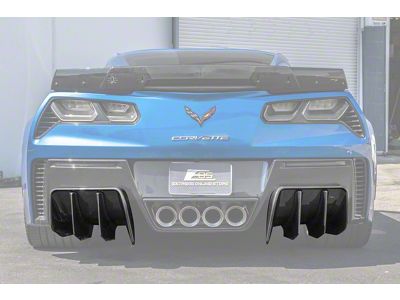 Add-On Rear Diffuser; Hydro-Dipped Carbon Fiber (14-19 Corvette C7)