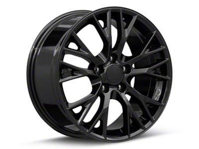 C7 Z06 Replica Gloss Black Wheel; Front Only; 18x8.5; 56mm Offset (14-19 Corvette C7 Stingray)