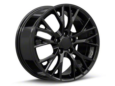 C7 Z06 Replica Gloss Black Wheel; Front Only; 19x8.5; 56mm Offset (14-19 Corvette C7 Stingray)