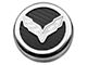 Corvette Flag Style Fluid Cap Covers; Black Carbon Fiber (14-19 Corvette C7 w/ Automatic Transmission)