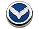 Corvette Flag Style Fluid Cap Covers; Blue Carbon Fiber (14-19 Corvette C7 w/ Automatic Transmission)