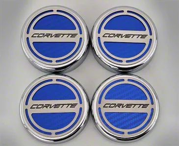 Corvette Corvette Logo Fluid Cap Covers; Red Carbon Fiber (20-25 ...