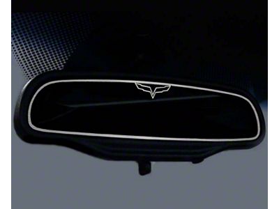 Crossed Flag Style Rear View Mirror Trim; Brushed (05-13 Corvette C6)
