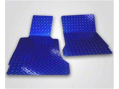 Diamond Plate Front Floor Mats; Blue (05-13 Corvette C6)