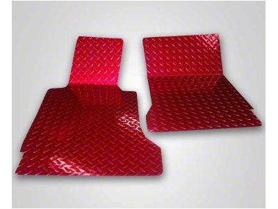 Diamond Plate Front Floor Mats; Red (05-13 Corvette C6)