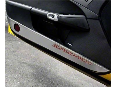 Door Guards with Supercharged Inlay; Red Carbon Fiber (05-13 Corvette C6)