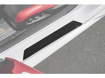 Door Sill Plates; Carbon Fiber (20-24 Corvette C8)