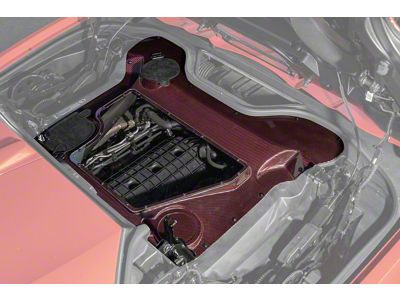 Engine Bay Panel Cover; Exposed; Red Carbon Fiber (20-25 Corvette C8 Convertible)