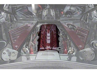 Engine Cover; Red Carbon Fiber (20-25 Corvette C8 Coupe, Excluding Z06)