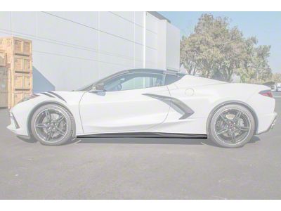 EOS Performance Package Side Skirt Rocker Panels; Matte Black (20-24 Corvette C8)