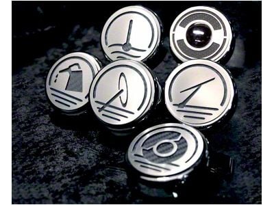 Executive Series Fluid Cap Covers; Brushed Black (05-13 Corvette C6 w/ Manual Transmission)