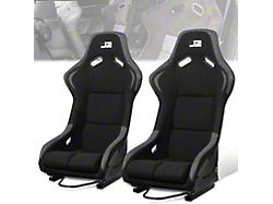 Fabric Racing Bucket Seats with Seat Sliders; Black/Grey (Universal; Some Adaptation May Be Required)