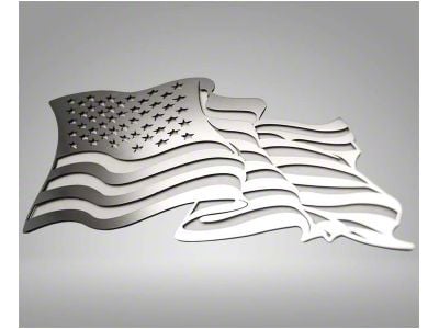 Flowing American Flag Emblem; Stainless Steel (Universal; Some Adaptation May Be Required)