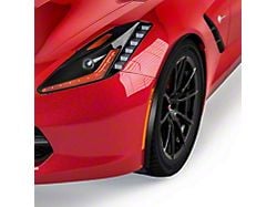 Front Fender Trim Molding Spats; Gloss Black Vinyl (14-19 Corvette C7)