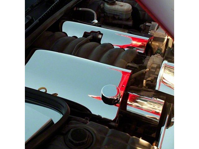 Fuel Rail Covers with Oil Cap Cover; Polished (99-04 Corvette C5)