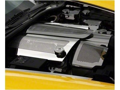 Fuel Rail Covers; Perforated Stainless Steel (08-13 Corvette C6 Base, Grand Sport w/ Dry Sump)