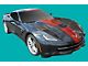 Full Length Racing Stripes; Blade Silver (14-19 Corvette C7 Stingray Convertible)