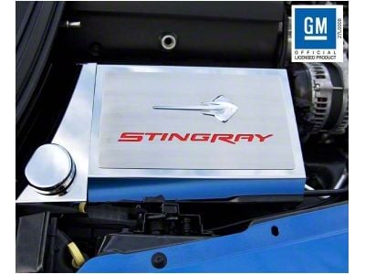 Fuse Box Cover with Stingray Emblem and Lettering; Brushed Black (14-19 Corvette C7, Excluding ZR1)