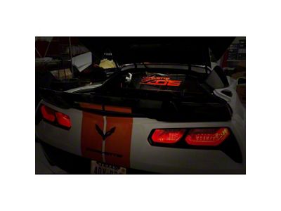 Glow Plate with C7 Flag Logo; Clear; Blue Lighting Kit (14-19 Corvette C7 Coupe)