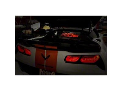 Glow Plate with Corvette and Ray Logo; Clear; Red Lighting Kit (14-19 Corvette C7 Coupe)