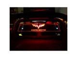 Glow Plate with Flags Over Text Logo; Clear; Blue Lighting Kit (05-13 Corvette C6 Coupe)