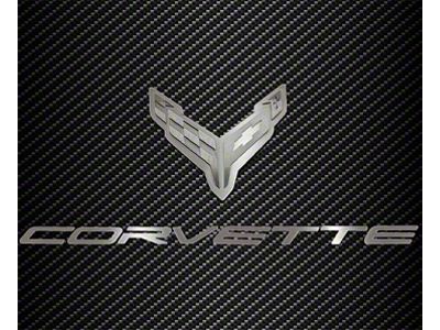 Hood Panel Badge with Flag and Corvette Logo; Stainless Steel (20-25 Corvette C8)