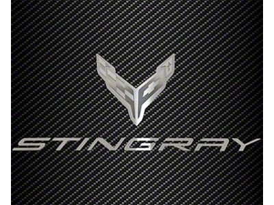 Hood Panel Badge with Flag and Stingray Logo; Stainless Steel (20-25 Corvette C8)