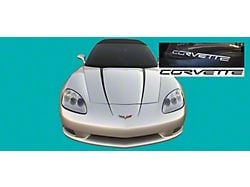 Hood Spear Stripes with Rear Name Insert; Black (05-13 Corvette C6)