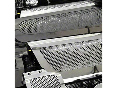 Illuminated Fuel Rail Covers with Oil Fill Hole; Perforated Stainless; White LED (08-13 Corvette C6)
