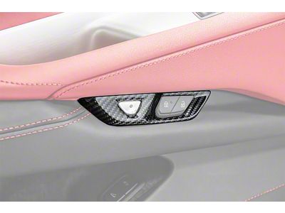 Interior Door Control Buttom Trim Cover; Carbon Fiber (20-25 Corvette C8)