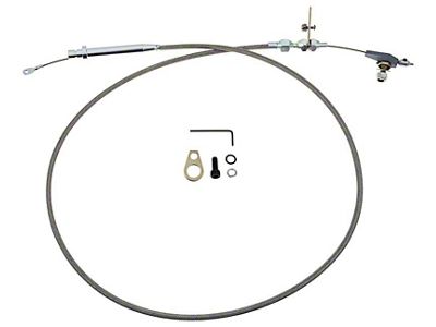 Kickdown Cable; Braided Stainless; 55-Inch (97-08 Corvette C5 & C6 w/ TH350 Automatic Transmission)