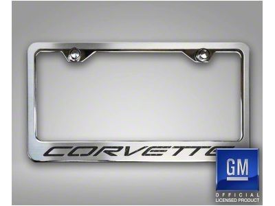 License Plate Frame with Corvette Inlay; Brushed Black (97-04 Corvette C5)