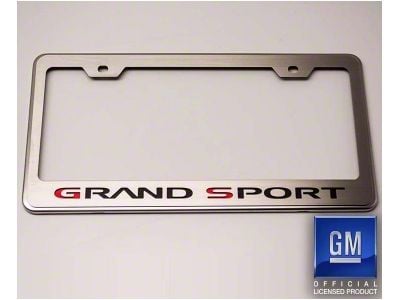 License Plate Frame with Grand Sport Lettering; Stainless Steel (05-13 Corvette C6)