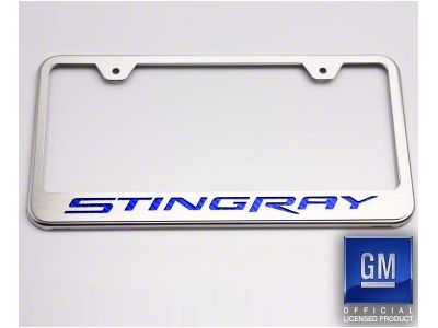 License Plate Frame with Stingray Lettering Lettering; Brushed Black (14-19 Corvette C7)