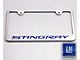 License Plate Frame with Stingray Lettering Lettering; Brushed Black (14-19 Corvette C7)