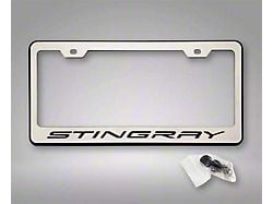 License Plate Frame with Stingray Lettering; Black Inlay (20-24 Corvette C8)