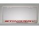 License Plate Frame with Stingray Lettering; Red Carbon Fiber Inlay (20-24 Corvette C8)