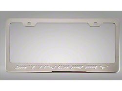 License Plate Frame with Stingray Lettering; White Carbon Fiber Inlay (20-24 Corvette C8)