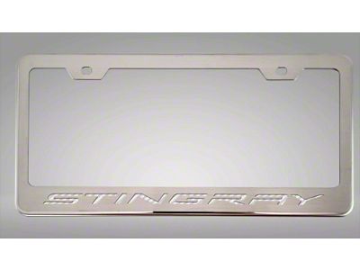 License Plate Frame with Stingray Lettering; White Carbon Fiber Inlay (20-24 Corvette C8)