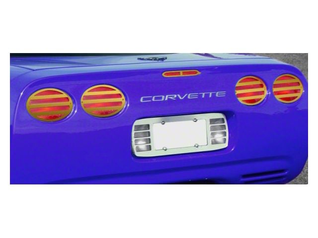 Louvered License Plate and Tail Light Covers; Gold (97-04 Corvette C5)